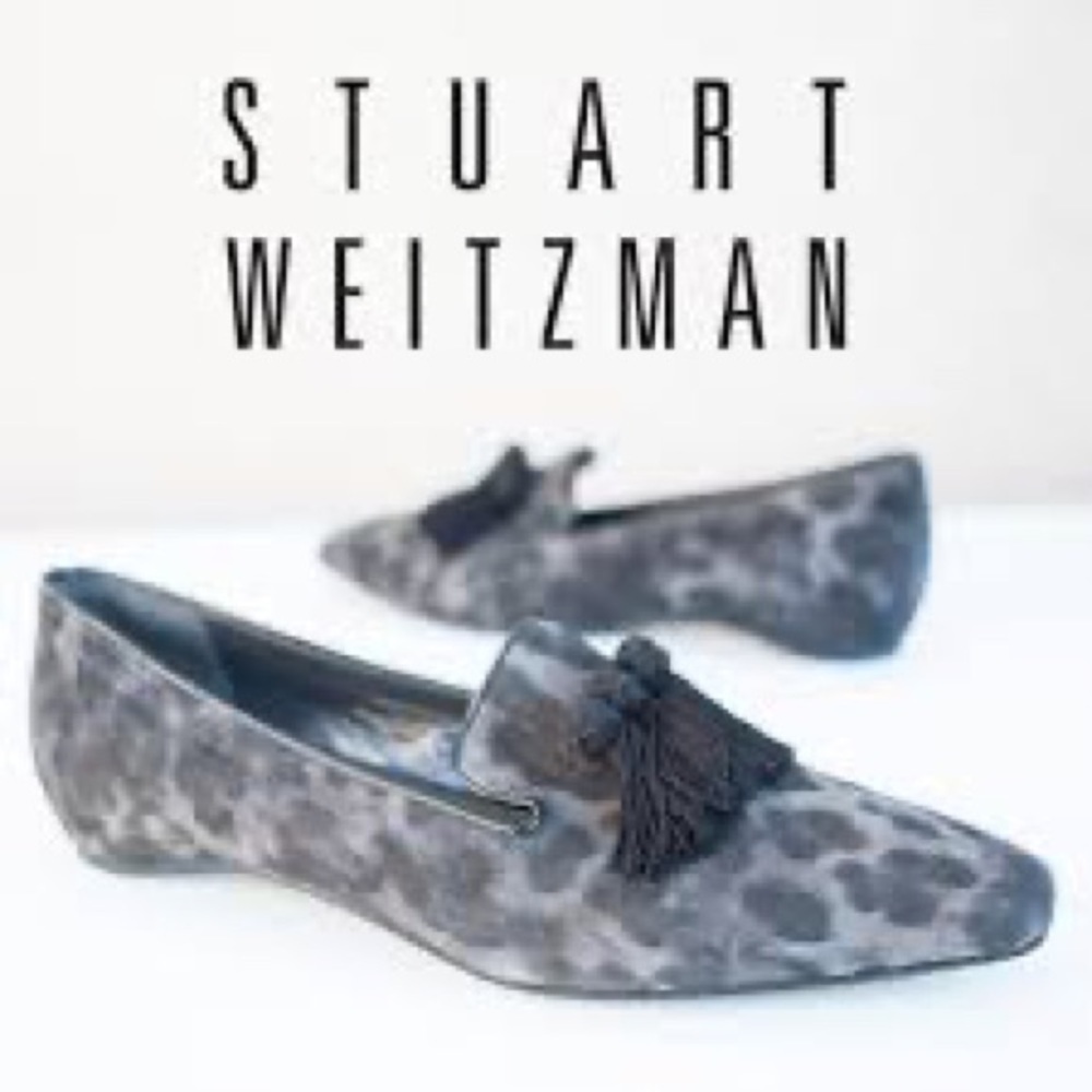 Stuart Weitzman Leopard Print Loafers with Tassels